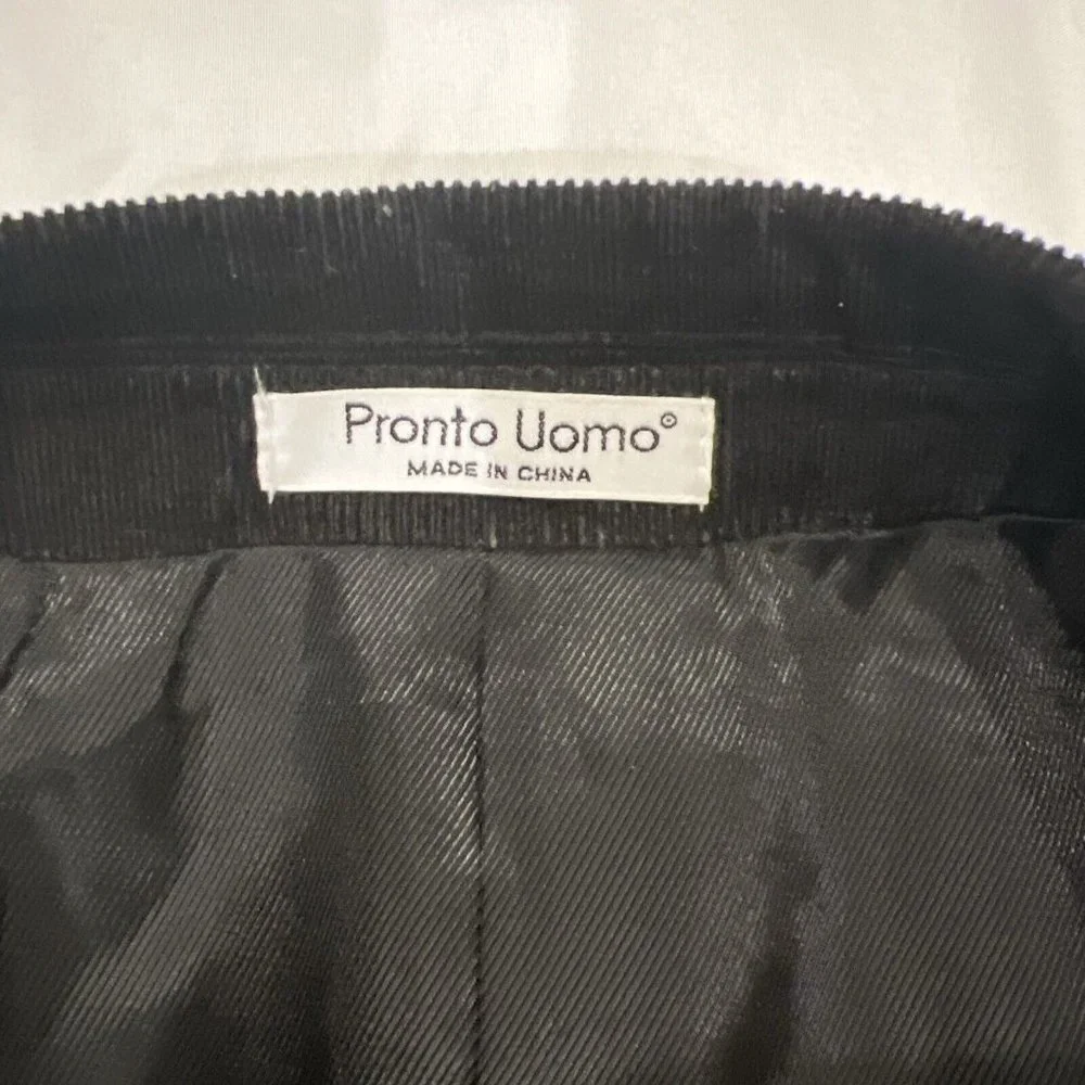 Pronto Uomo Mens Black Corduroy Blazer Sport Coat Two Button Casual Jacket 46S - Picture 4 of 16